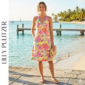 lilly pulitzer cailee halter dress Lilly Pulitzer CAILEE HALTER DRESS Bennet Blue Feelin Beachy Gingham Ruffle XS